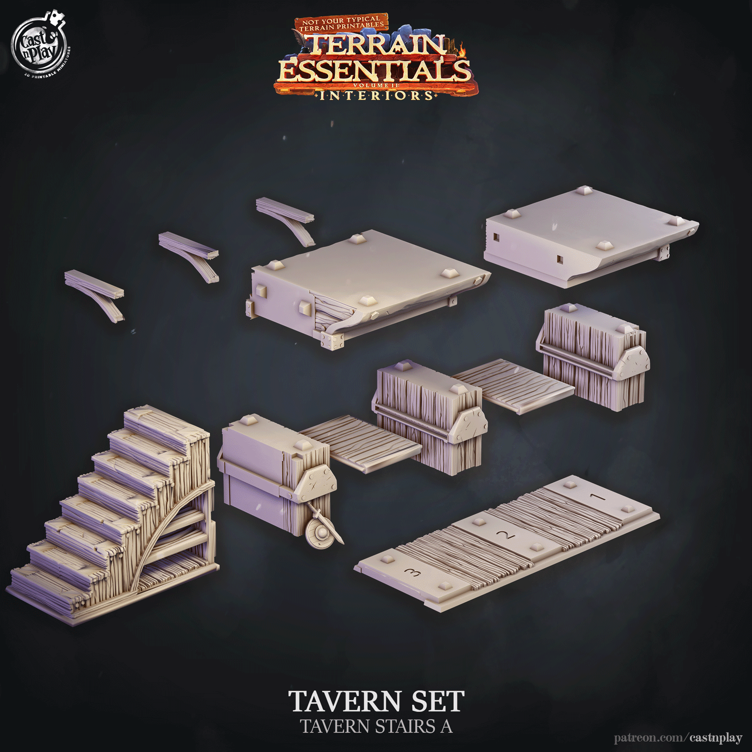 Tavern Set | TTRPG Scatter Diorama Dollhouse Miniature | Terrain Essentials