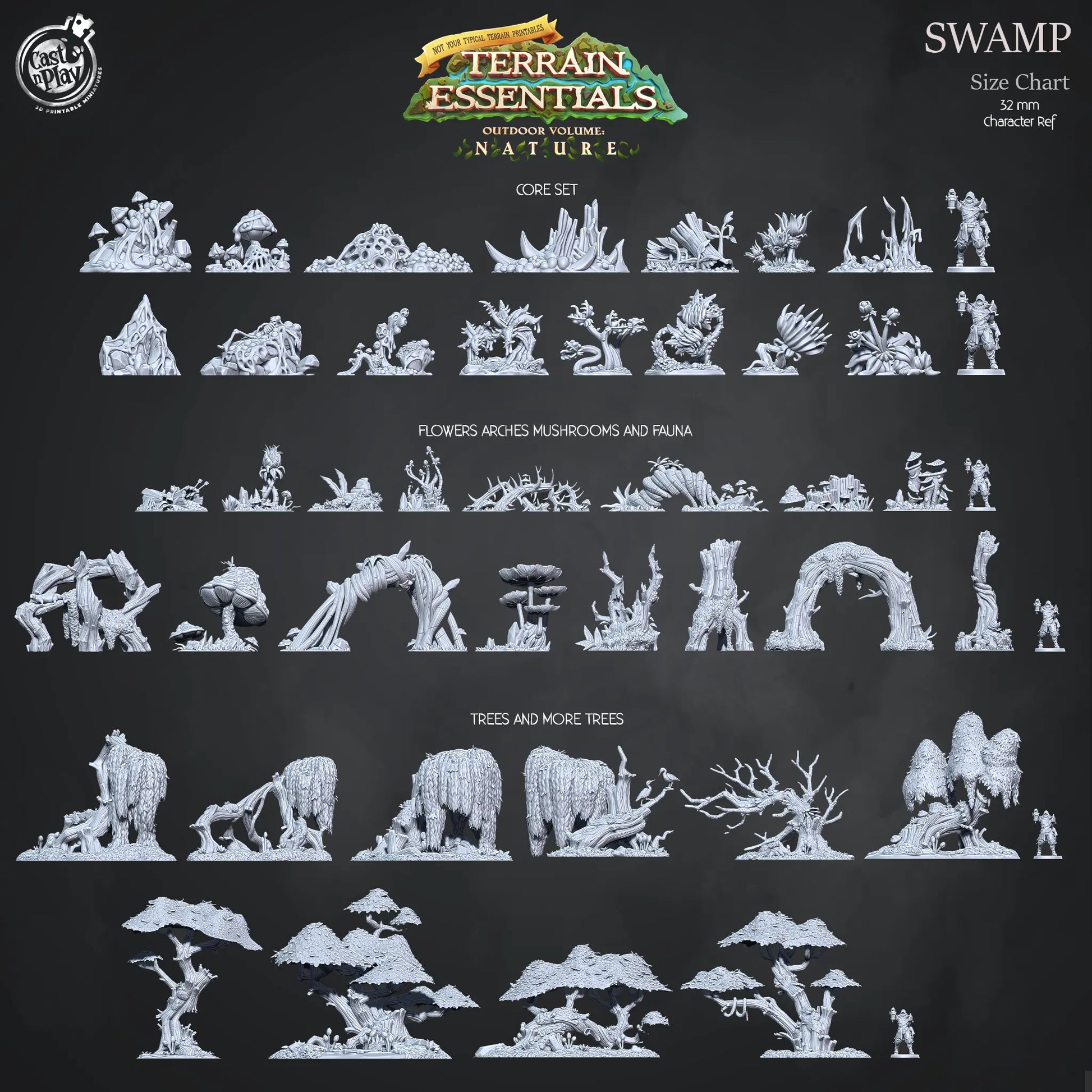 Swamp Set | TTRPG Scatter Diorama Dollhouse Miniature | Terrain Essentials