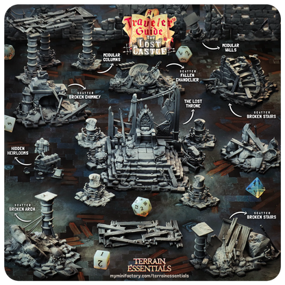 The Lost Castle Set | TTRPG Scatter Diorama Dollhouse Miniature | Terrain Essentials