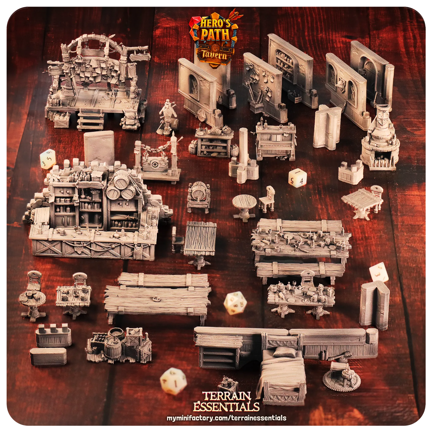 Tavern Set | TTRPG Scatter Diorama Dollhouse Miniature | Terrain Essentials