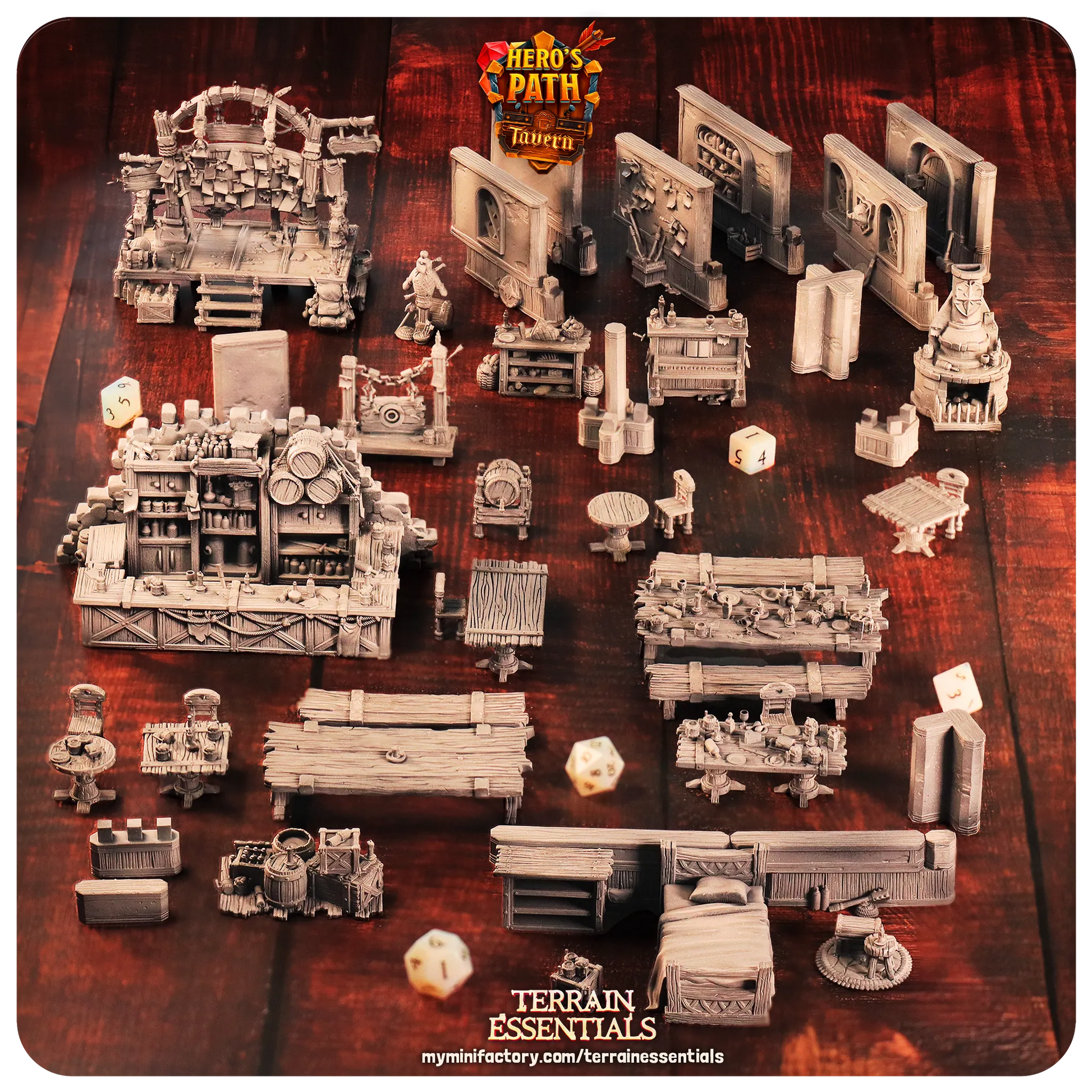 Tavern Set | TTRPG Scatter Diorama Dollhouse Miniature | Terrain Essentials