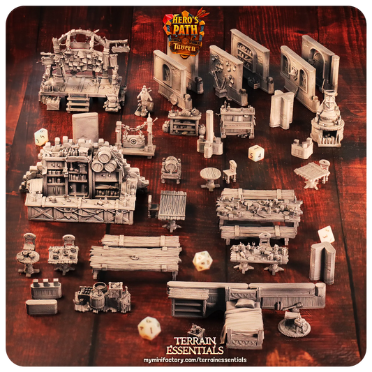 Tavern Set | TTRPG Scatter Diorama Dollhouse Miniature | Terrain Essentials