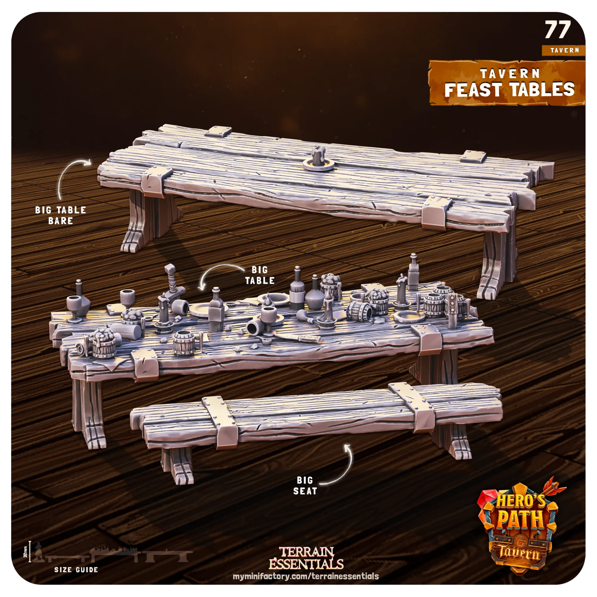 Tavern Set | TTRPG Scatter Diorama Dollhouse Miniature | Terrain Essentials