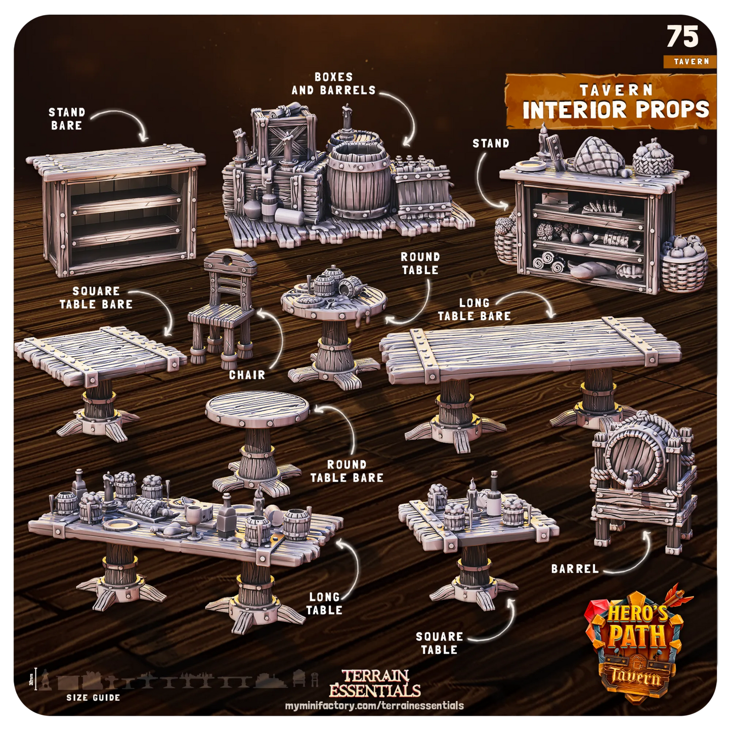 Tavern Set | TTRPG Scatter Diorama Dollhouse Miniature | Terrain Essentials