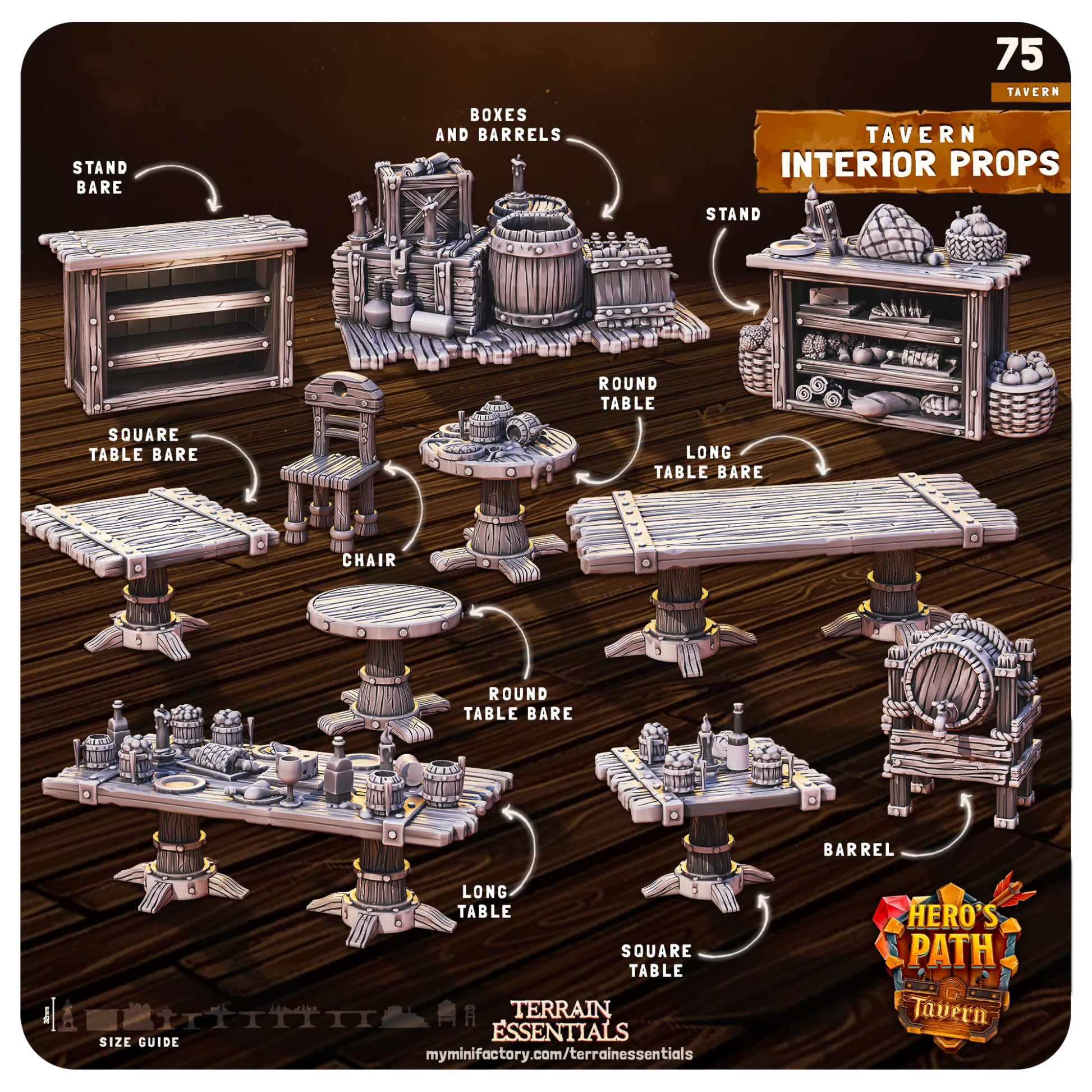 Tavern Set | TTRPG Scatter Diorama Dollhouse Miniature | Terrain Essentials