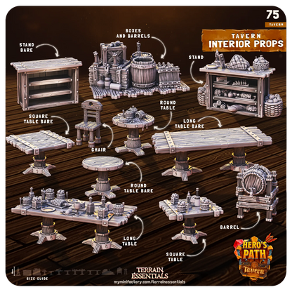 Tavern Set | TTRPG Scatter Diorama Dollhouse Miniature | Terrain Essentials