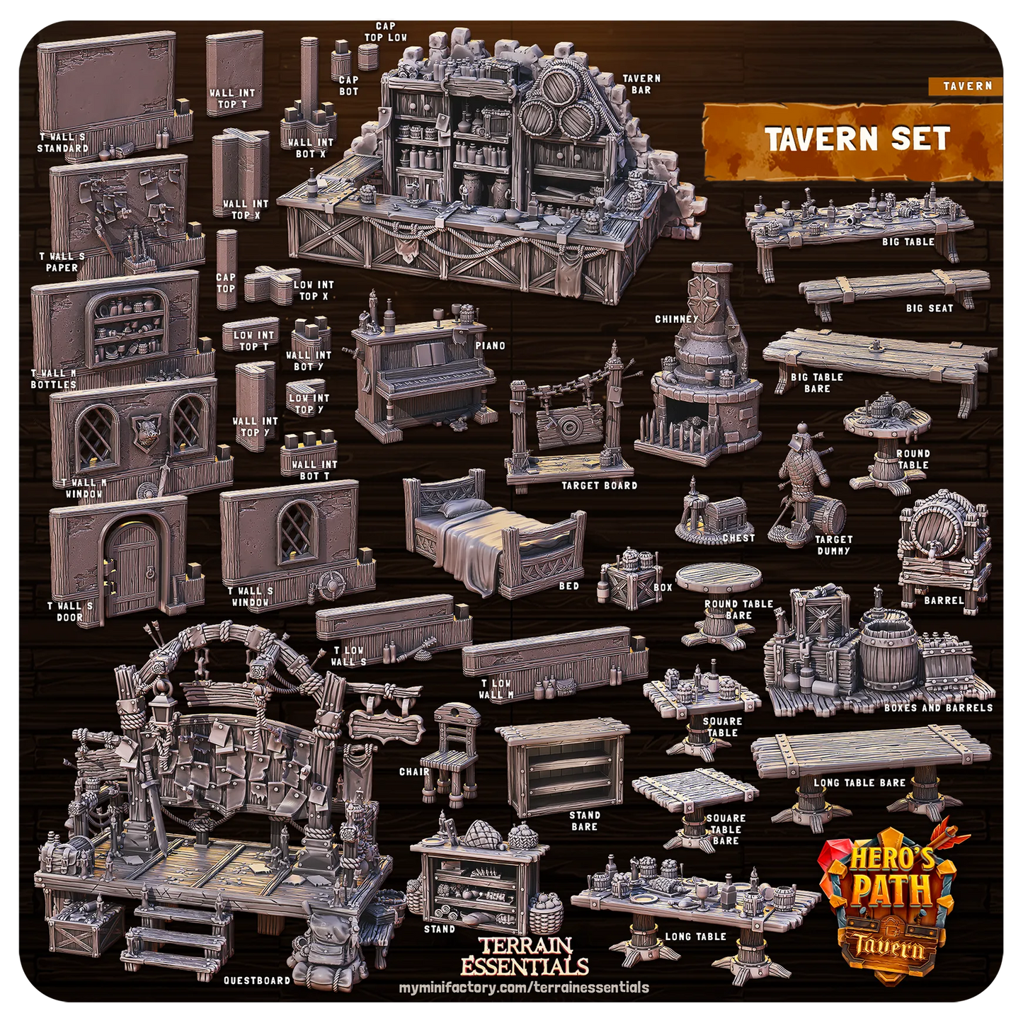 Tavern Set | TTRPG Scatter Diorama Dollhouse Miniature | Terrain Essentials