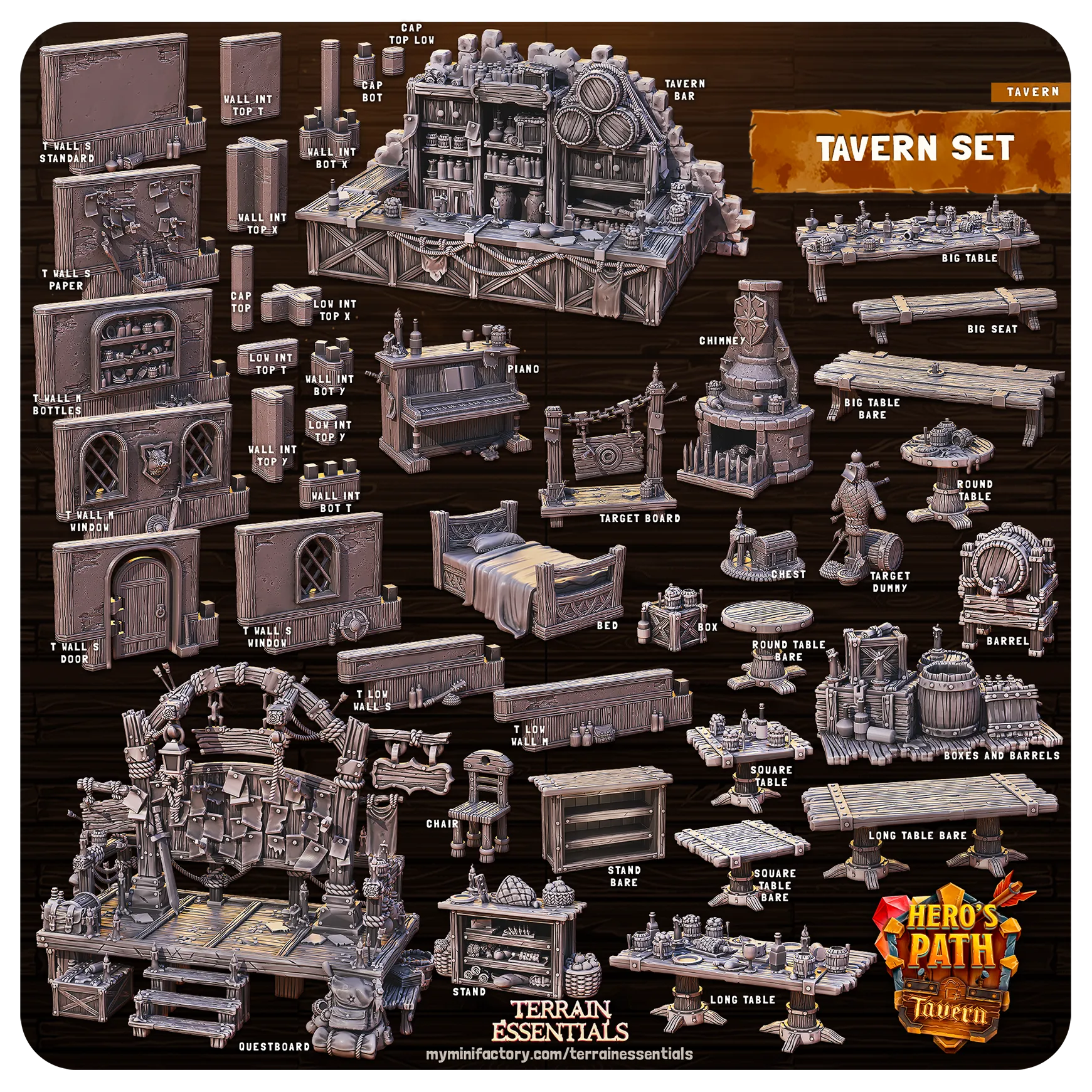Tavern Set | TTRPG Scatter Diorama Dollhouse Miniature | Terrain Essentials