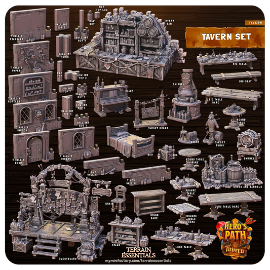 Tavern Set | TTRPG Scatter Diorama Dollhouse Miniature | Terrain Essentials