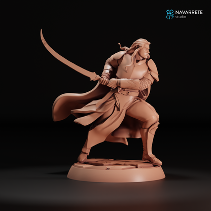 Miniature of Sylthar and Thalindor from Tattles Told 3D tabletop gaming figures by Navarrete Studio, detailed fantasy characters.