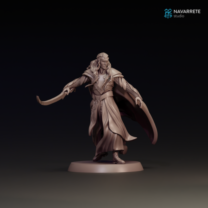 Thalionir miniature from Elf Lords tabletop game by Tattles Told 3D, detailed fantasy elf figure with armor and weapon.