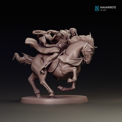 ThalionironHorse miniature from Tattles Told 3D's Elf Lords tabletop gaming set, featuring Galdir Elar and Thalionir characters.