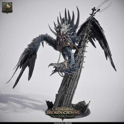 Rescaled Carrion King miniature from Cathedral of Broken Crowns set, detailed D&D TTRPG figure by Tattles Told 3D.