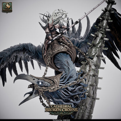 Rescaled Carrion King miniature from Cathedral of Broken Crowns for D&D TTRPG, by Tattles Told 3D, detailed fantasy tabletop figure.