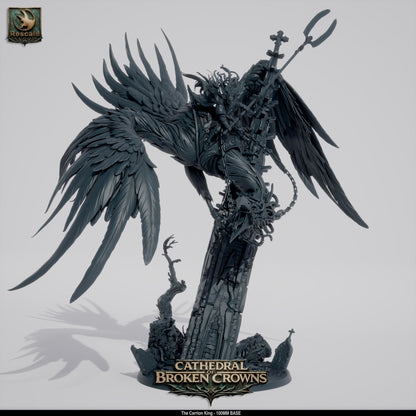 Rescale plastic miniature of Carrion King from Cathedral of Broken Crowns for D&D TTRPG, crafted by Tattles Told 3D.