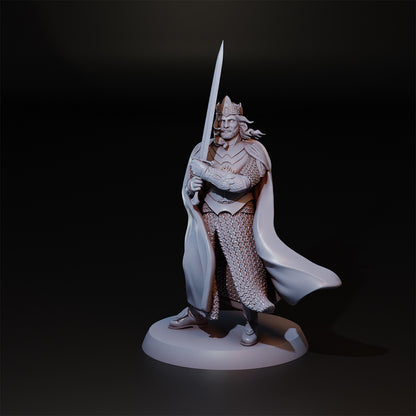 Detailed image of The King miniature bust by Tattles Told 3D, showcasing a regal tabletop gaming character in intricate armor.