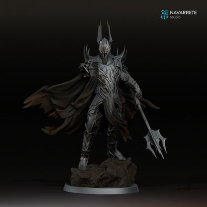 Detailed image of The Lord of Shadows tabletop gaming miniature by Tattles Told 3D, featuring dark armor and shadowy details.