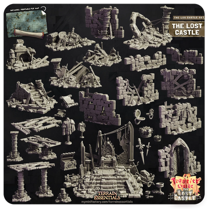 The Lost Castle Set | TTRPG Scatter Diorama Dollhouse Miniature | Terrain Essentials