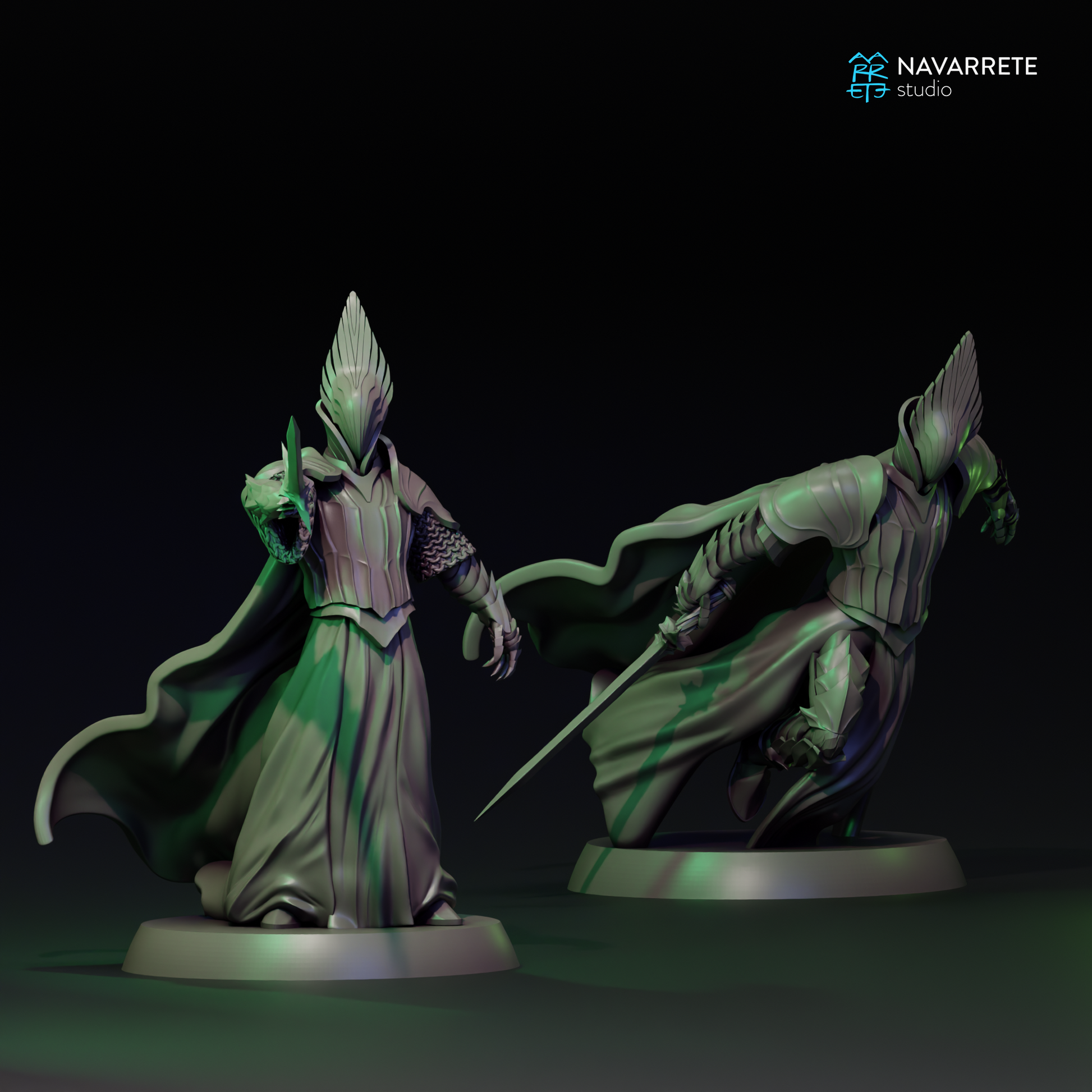 3D-printed tabletop gaming miniature of The Spectrum King by Tattles Told 3D, featuring vibrant colors and detailed design.