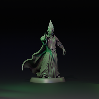 Detailed 3D-printed miniature of The Spectrum King from Tattles Told 3D, designed for tabletop gaming, by Navarrete Studio.