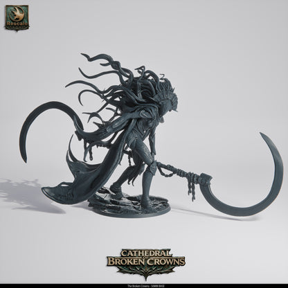 Rescaled Crown Huntress miniature from Cathedral of Broken Crowns by Tattles Told 3D, detailed D&D TTRPG miniatures for tabletop gaming.