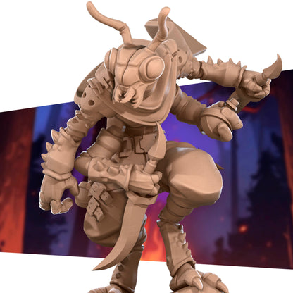 Bullet Heroes, Thri-Kreen Assassin | D&D Pathfinder TTRPG Miniature | Bite the Bullet