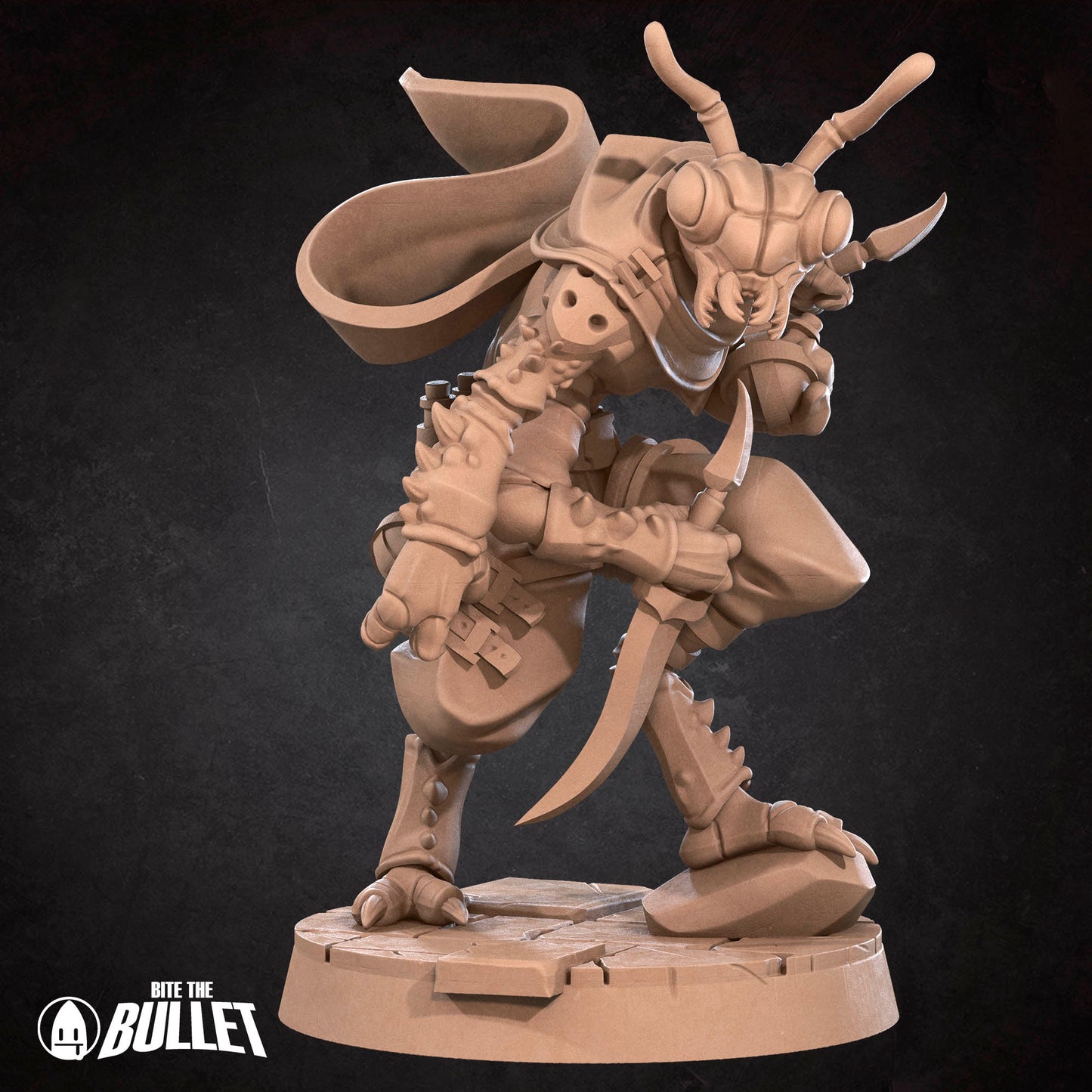 Bullet Heroes, Thri-Kreen Assassin | D&D Pathfinder TTRPG Miniature | Bite the Bullet