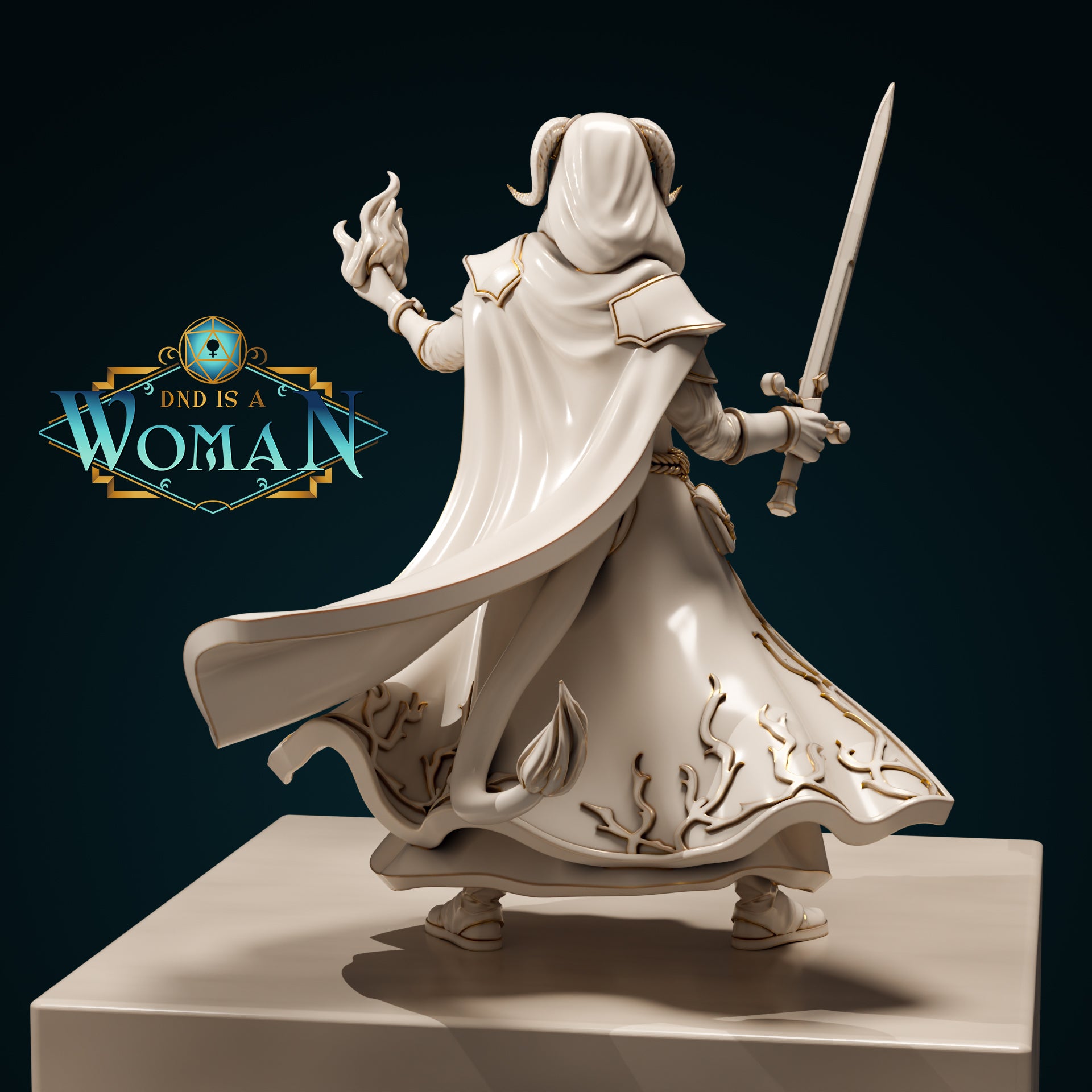 Tiefling Cleric, Lady Sunila | D&D TTRPG Miniature | DnD Is A Woman | NO BASE