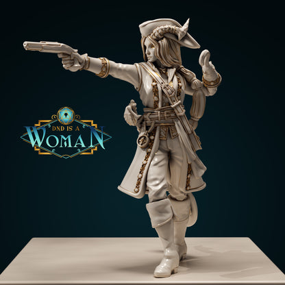 Tiefling Pirate, Letizia | D&D TTRPG Miniature | DnD Is A Woman | NO BASE