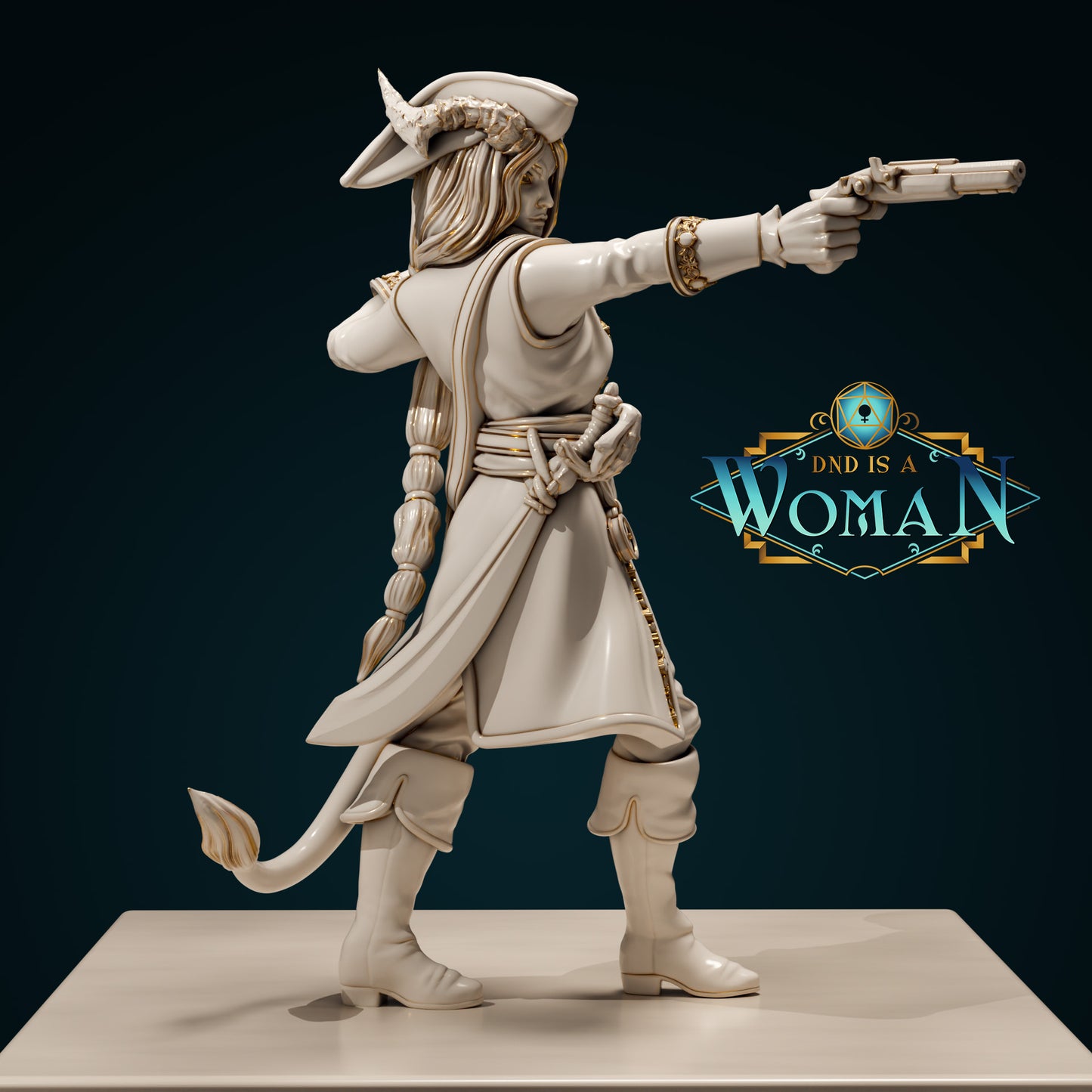 Tiefling Pirate, Letizia | D&D TTRPG Miniature | DnD Is A Woman | NO BASE