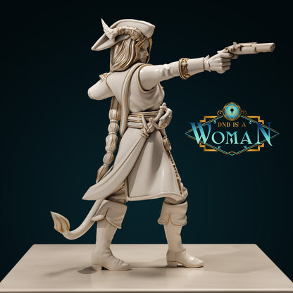 Tiefling Pirate, Letizia | D&D TTRPG Miniature | DnD Is A Woman | NO BASE