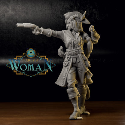 Tiefling Pirate, Letizia | D&D TTRPG Miniature | DnD Is A Woman | NO BASE