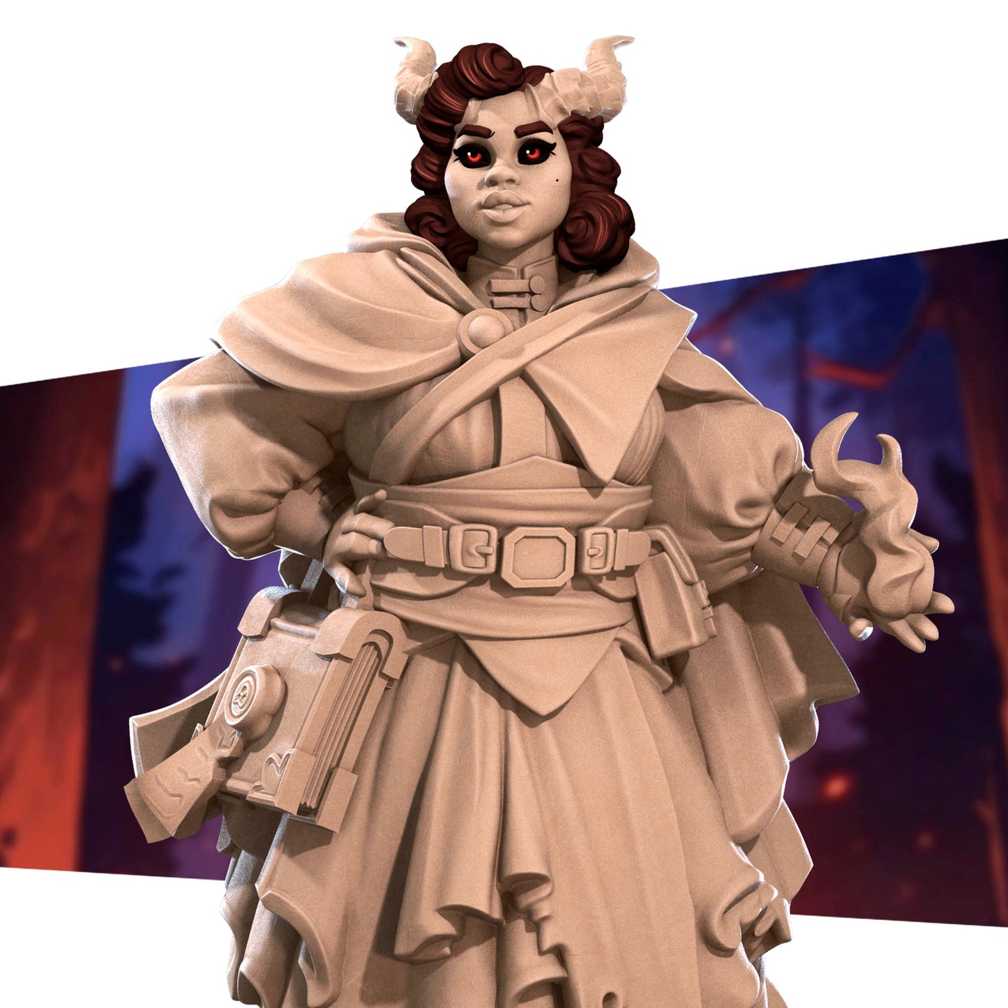 Bullet Heroes, Tiefling Cleric (Female) | D&D Pathfinder TTRPG Miniature | Bite the Bullet