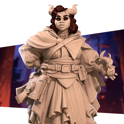 Bullet Heroes, Tiefling Cleric (Female) | D&D Pathfinder TTRPG Miniature | Bite the Bullet