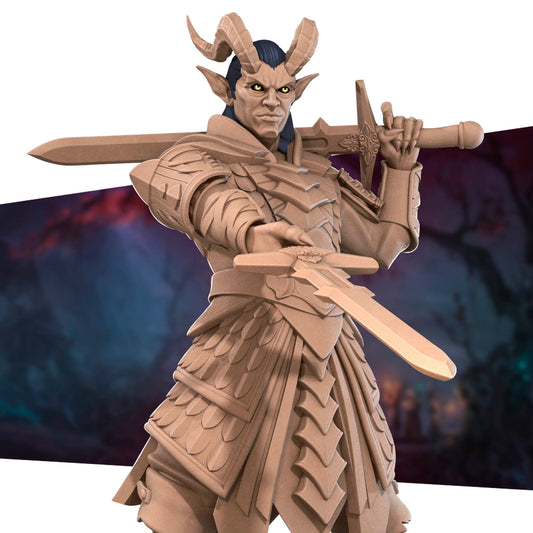 Tiefling Oathbreaker Paladin | D&D Pathfinder TTRPG Miniature | Bite the Bullet