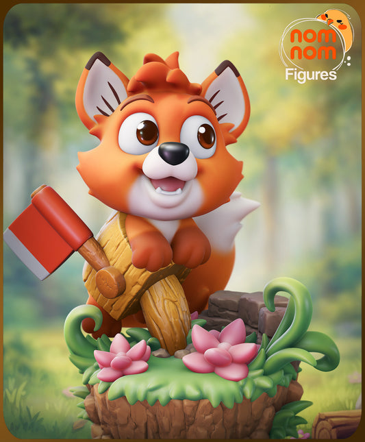 Resin garage kit figure of a chibi little fox from Tattles Told 3D, featuring anime fan art style, displayed in a detailed pose.