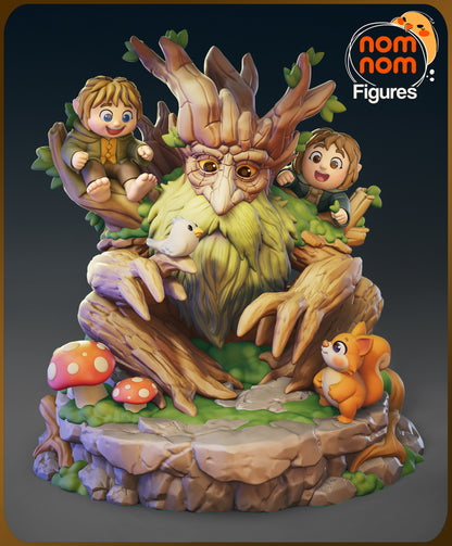Resin garage kit figure of a chibi walking tree from Tattles Told 3D, featuring detailed anime-inspired fan art design.