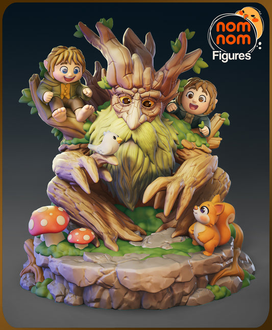 Resin garage kit figure of a chibi walking tree from Tattles Told 3D, featuring detailed anime-inspired fan art design.