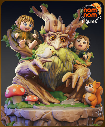 Chibi Walking Tree resin garage kit figure by Tattles Told 3D, featuring a detailed anime-inspired TreeBeard design.