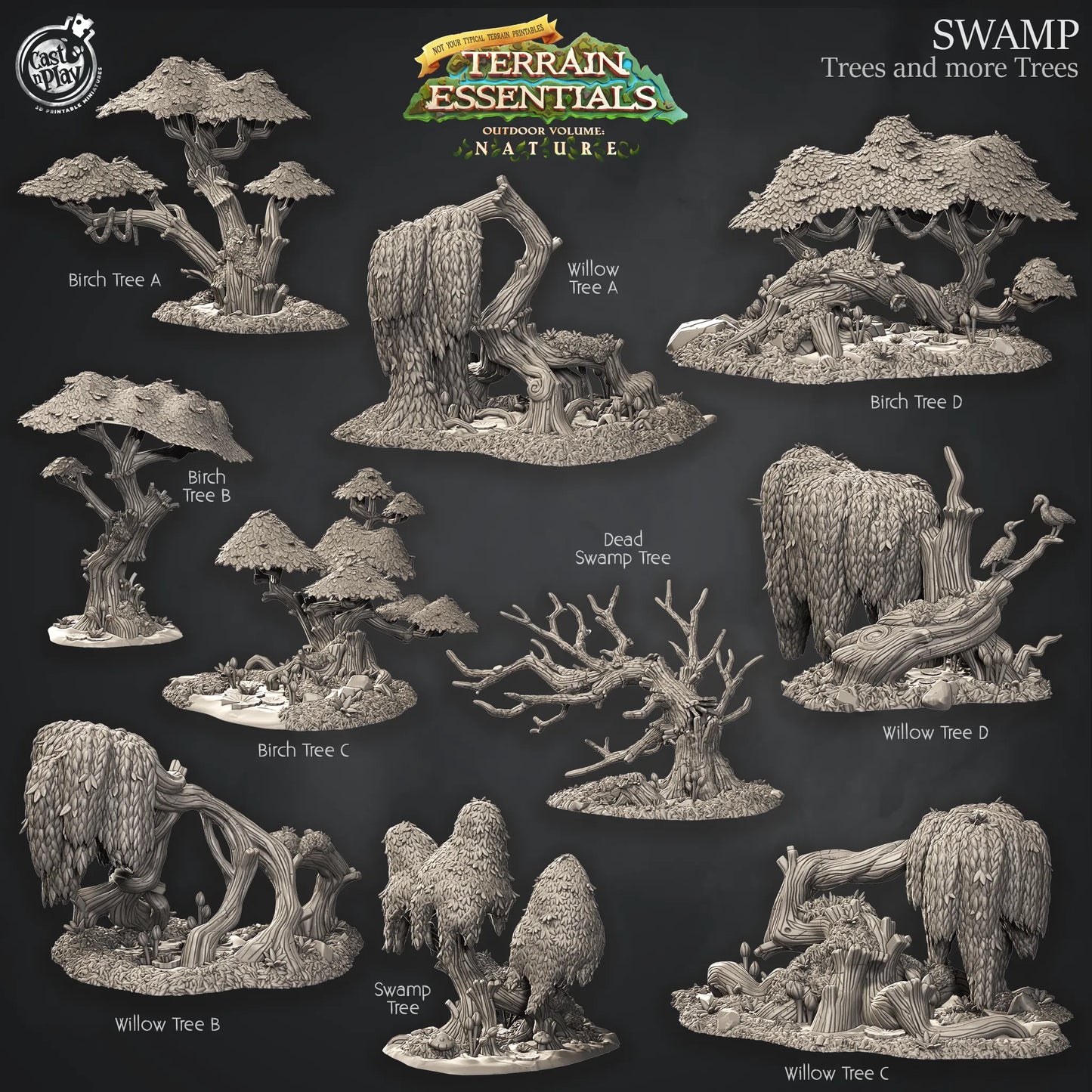 Swamp Set | TTRPG Scatter Diorama Dollhouse Miniature | Terrain Essentials