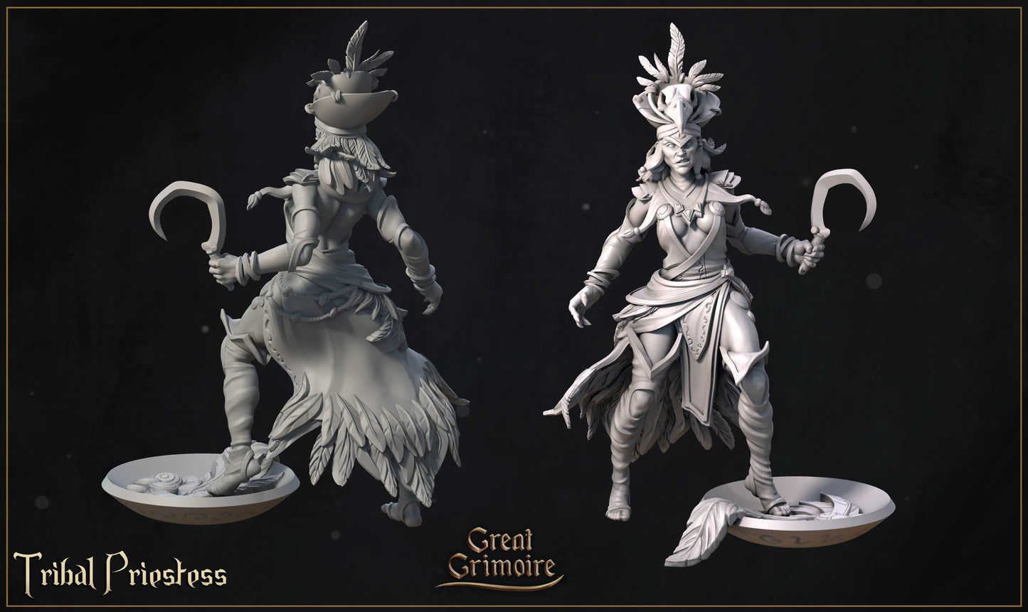 Tribal Priestess | Curse of the Celestial Children | D&D Tabletop Miniature | Great Grimoire