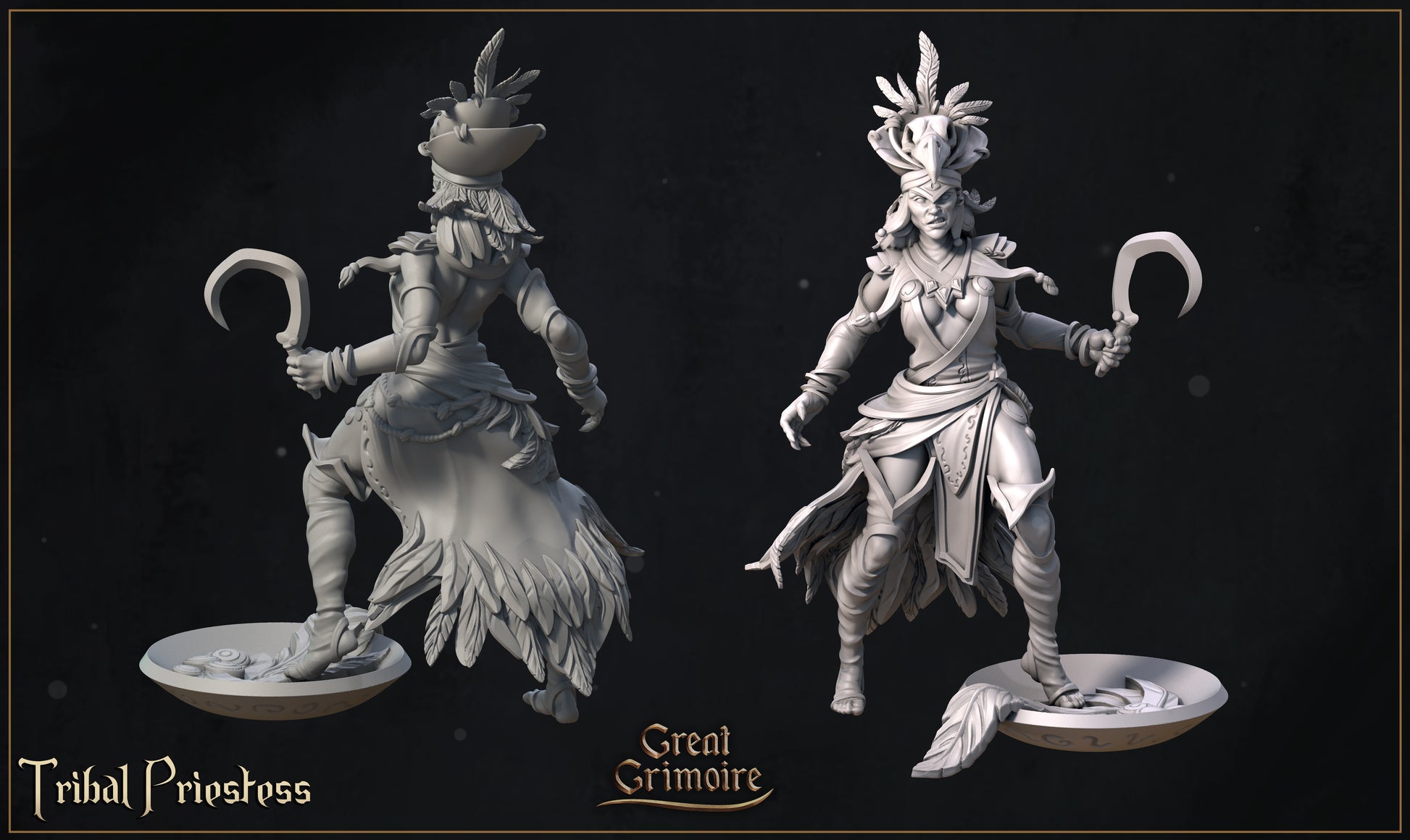 Tribal Priestess | Curse of the Celestial Children | D&D Tabletop Miniature | Great Grimoire