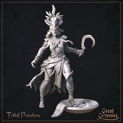 Tribal Priestess | Curse of the Celestial Children | D&D Tabletop Miniature | Great Grimoire