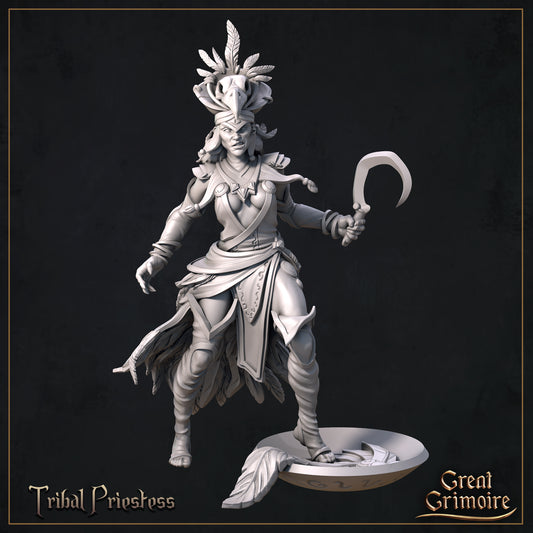 Tribal Priestess | Curse of the Celestial Children | D&D Tabletop Miniature | Great Grimoire