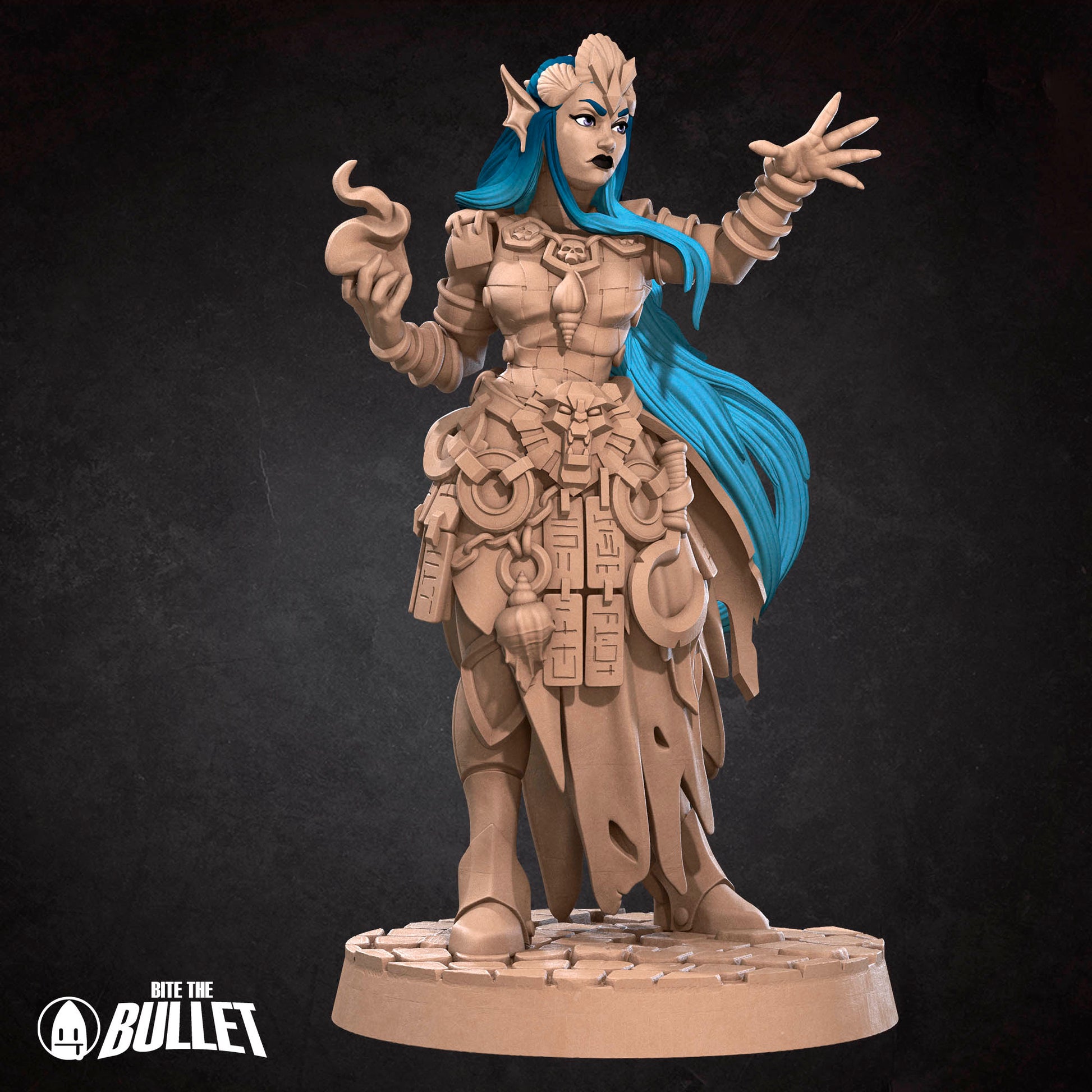 Bullet Heroes, Triton Sorceress | D&D Pathfinder TTRPG Miniature | Bite the Bullet