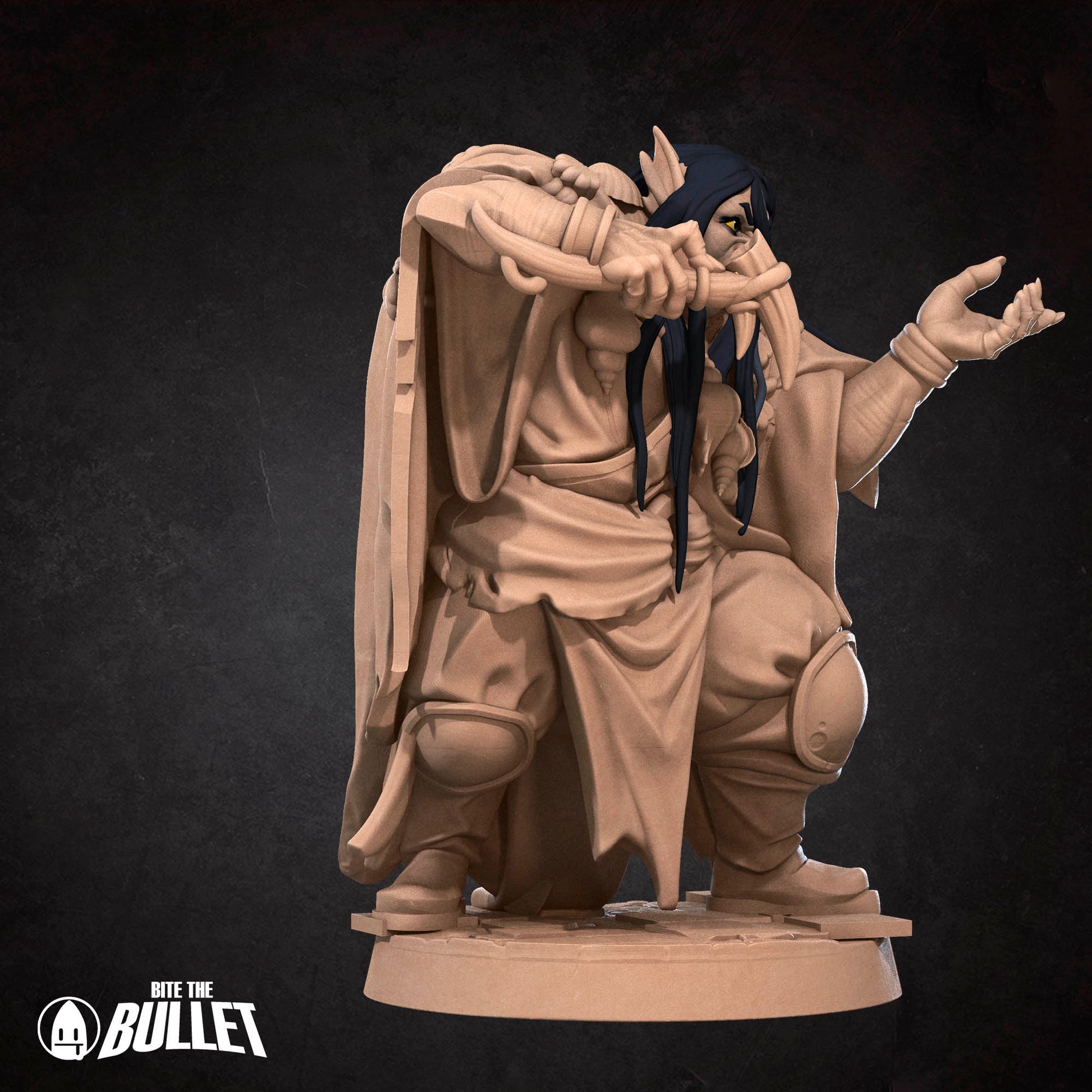 Bullet Heroes, Triton Warlock | D&D Pathfinder TTRPG Miniature | Bite the Bullet