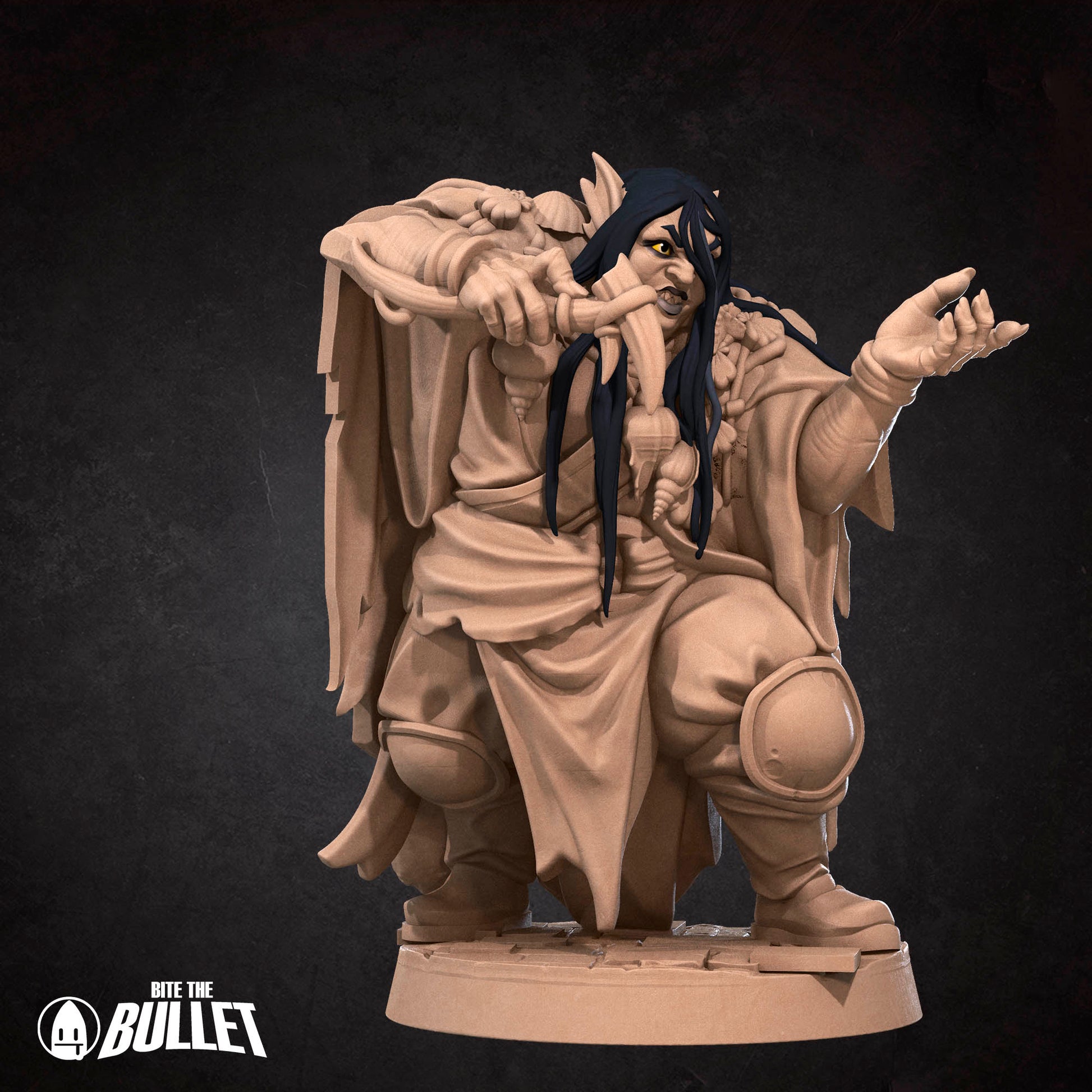 Bullet Heroes, Triton Warlock | D&D Pathfinder TTRPG Miniature | Bite the Bullet