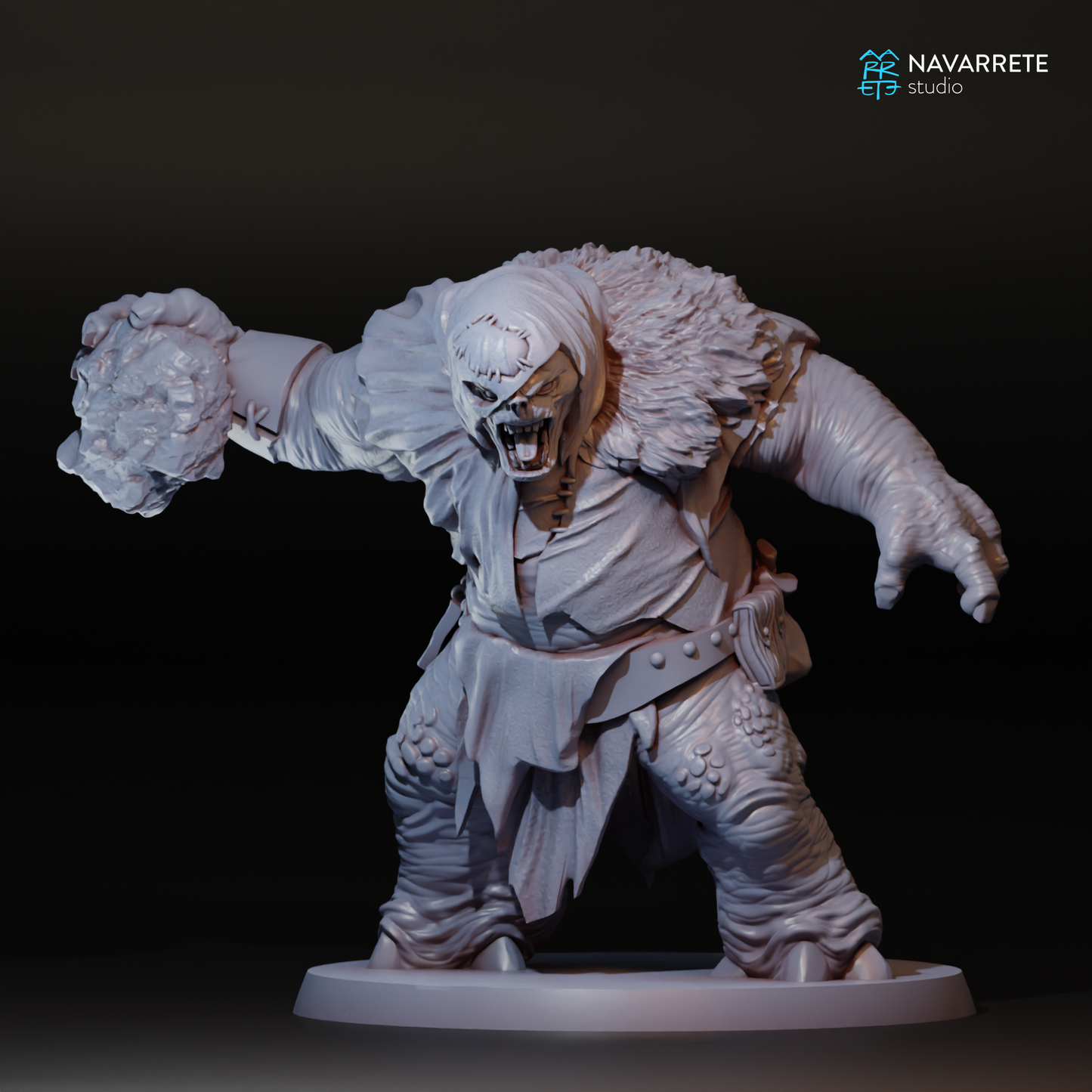 Detailed image of a Tattles Told 3D Trolls tabletop gaming miniature by Navarrete Studio, showcasing intricate troll figurine details.