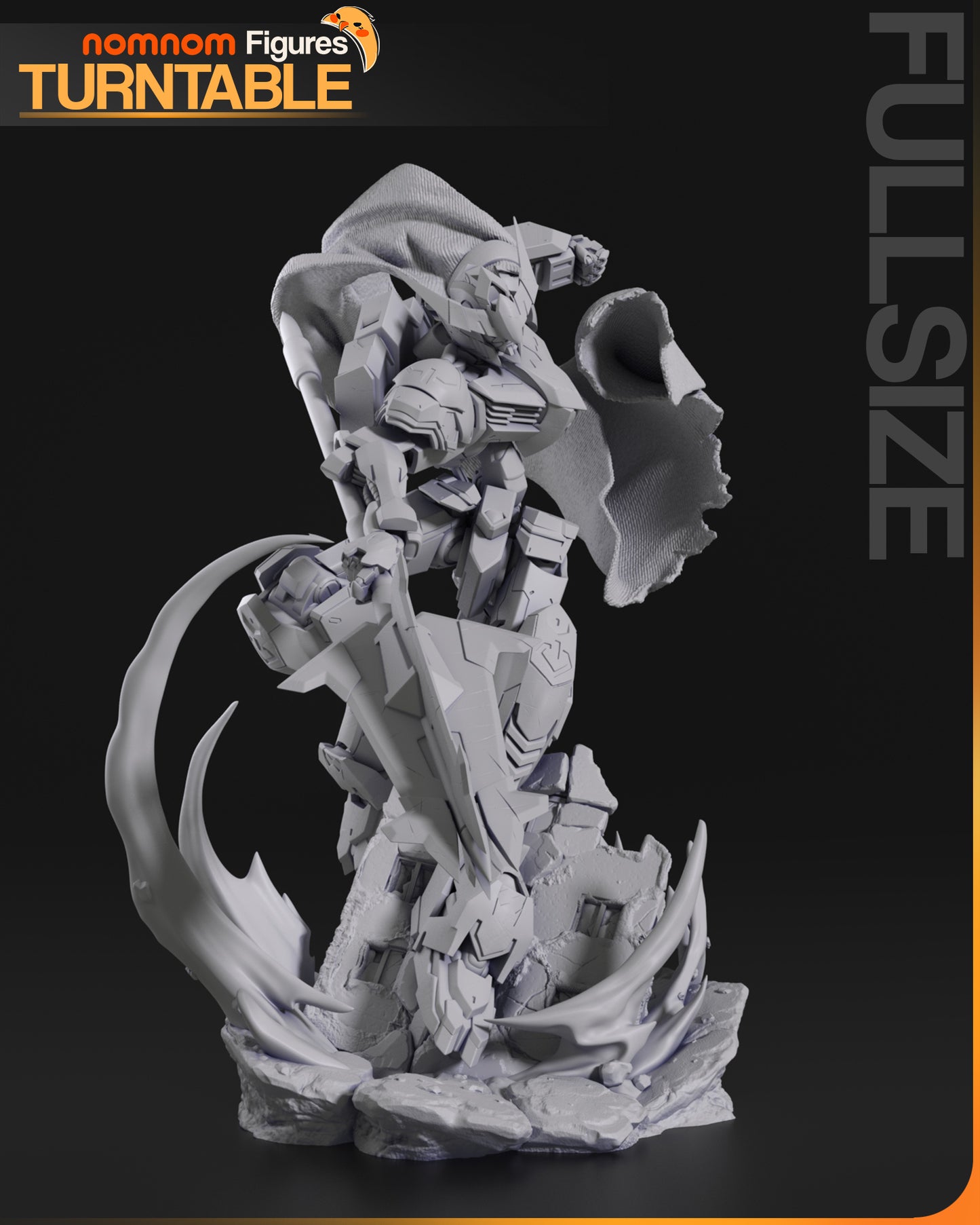 Resin garage kit figure of Savage Iron Warrior by Tattles Told 3D, displayed on a turntable with detailed sculpting and painted features.
