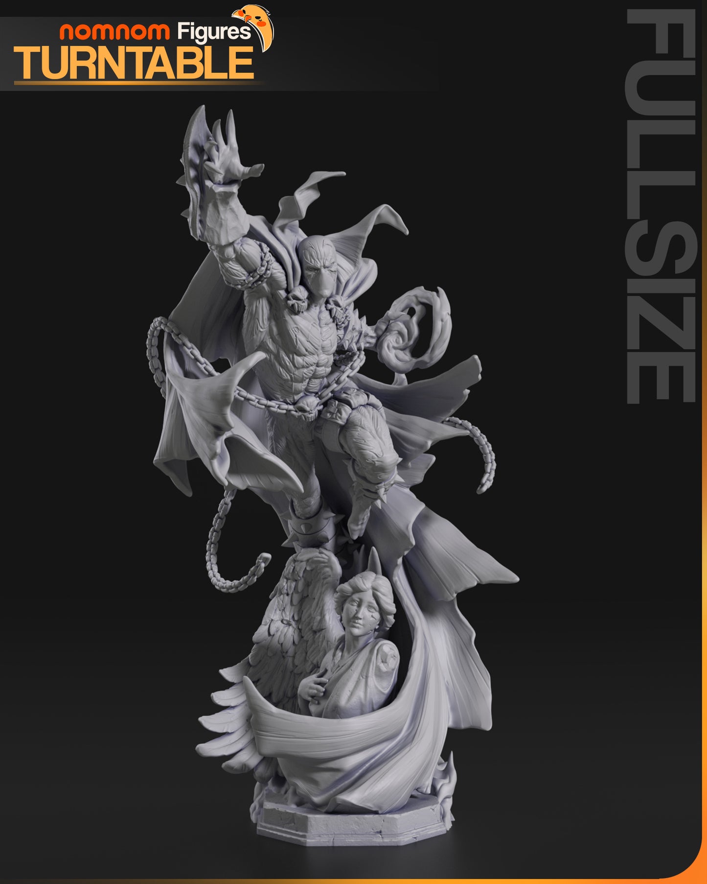 Infernal Antihero resin garage kit figure by Tattles Told 3D, displayed on turntable, showcasing detailed fan art design.